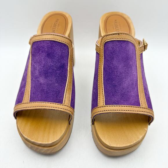 Swedish Hasbeens Womens Sophisticated Slip In Heels EU 40 US 10 Purple Suede EUC - Picture 7 of 14